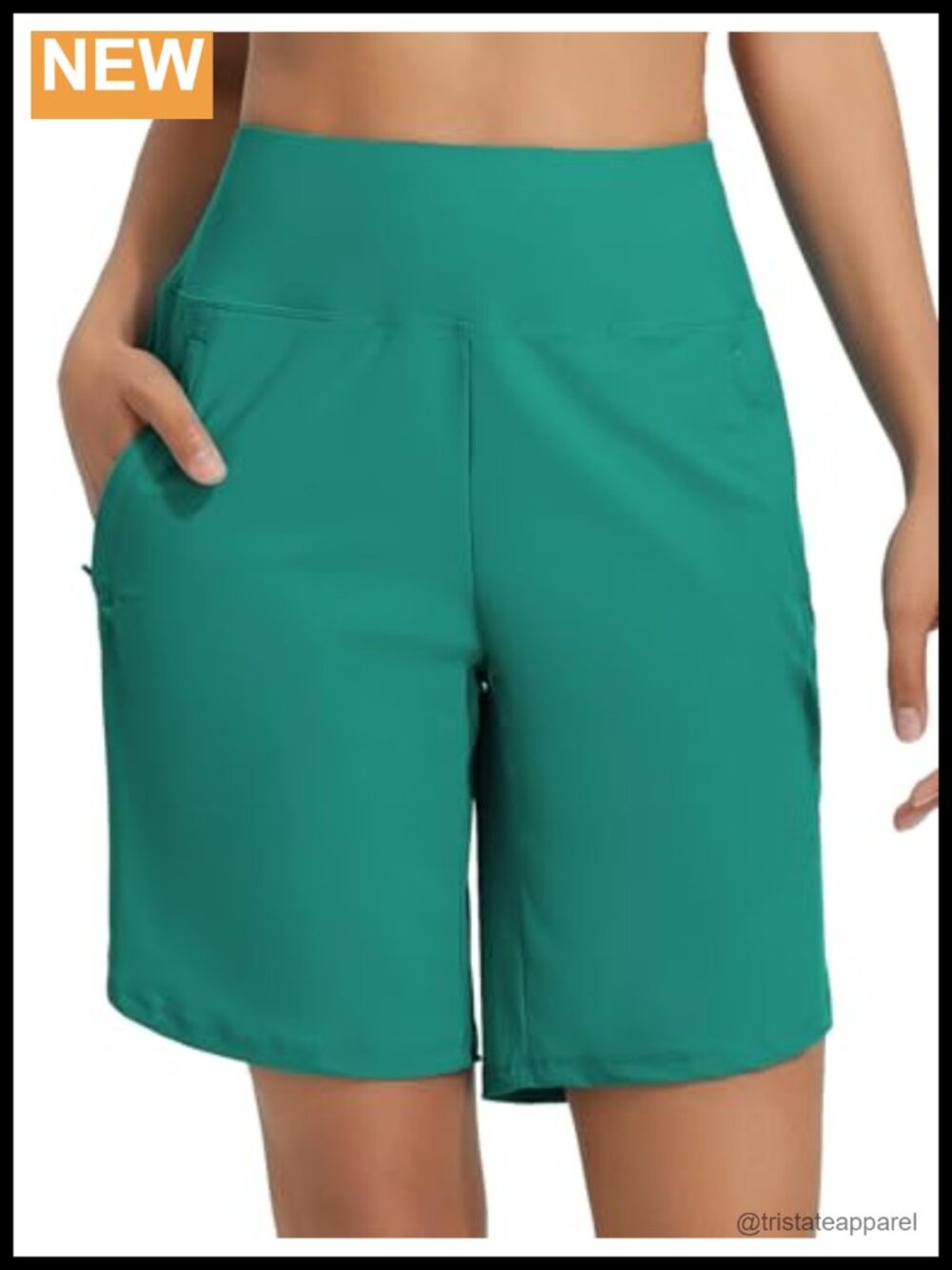 9" Long Board Shorts with Zipper Pockets High Waisted Swim Shorts